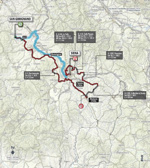 Streckenverlauf Strade Bianche 2015 (Frauen)