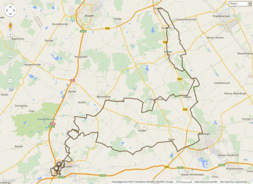 Streckenverlauf Albert Achterhes Pet Ronde van Drenthe 2015
