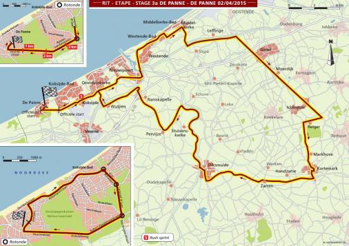 Streckenverlauf Driedaagse De Panne-Koksijde 2015 - Etappe 3a