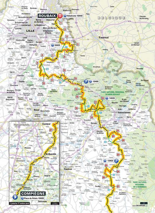 Streckenverlauf Paris - Roubaix 2015