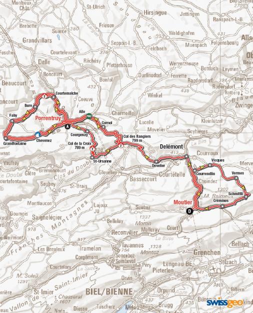 Streckenverlauf Tour de Romandie 2015 - Etappe 3