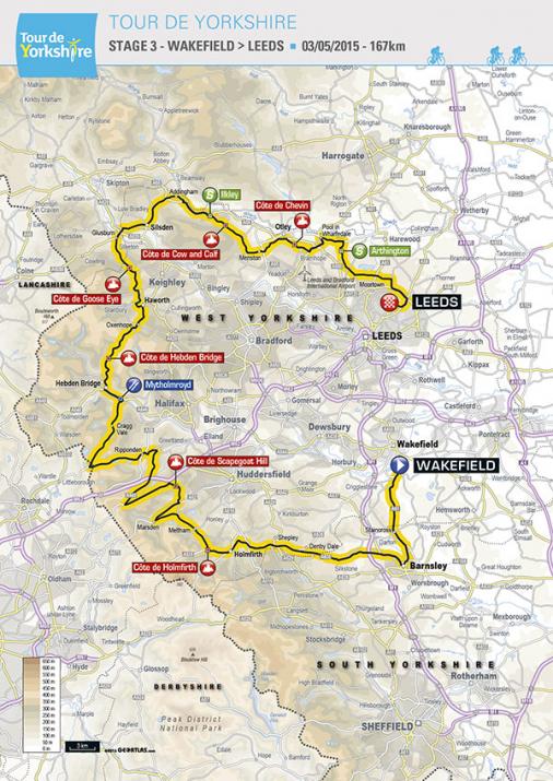 Streckenverlauf Tour de Yorkshire 2015 - Etappe 3