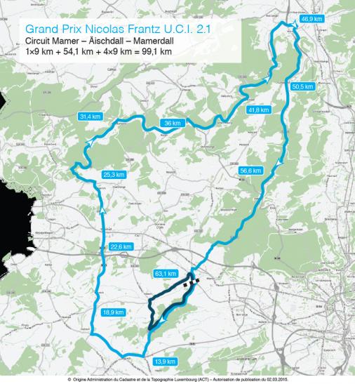 Streckenverlauf Festival Luxembourgeois du cyclisme fminin Elsy Jacobs 2015 - Etappe 3