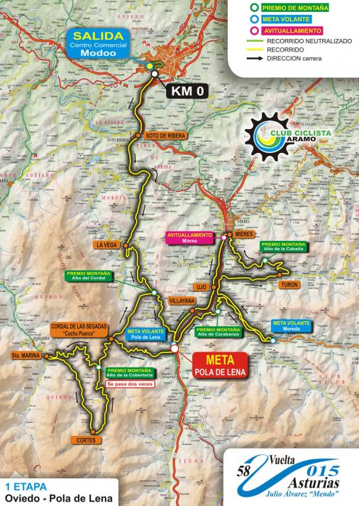 Streckenverlauf Vuelta Asturias Julio Alvarez Mendo 2015 - Etappe 1