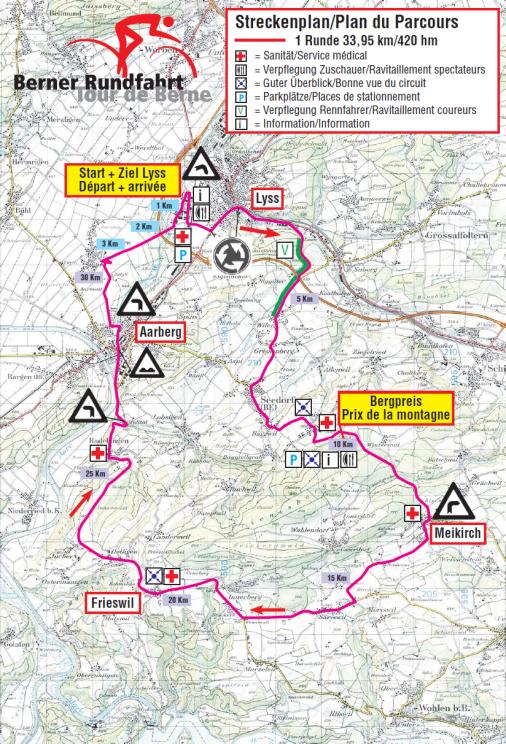 Streckenverlauf Berner Rundfahrt / Tour de Berne 2015