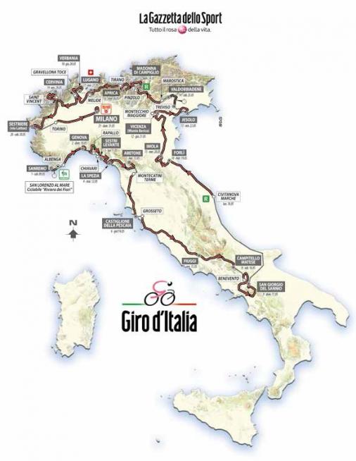 Streckenverlauf Giro d´Italia 2015