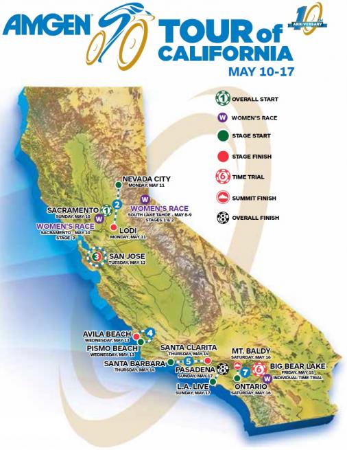 Streckenverlauf Amgen Tour of California Womens Race presented by SRAM 2015