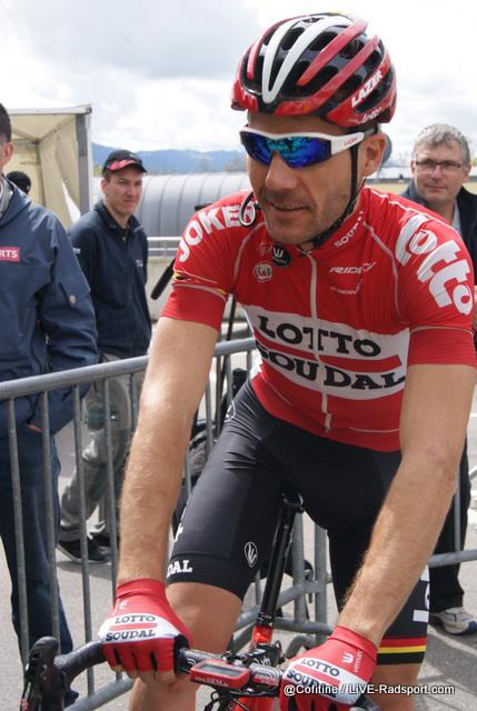 Maxime Monfort am Start der 5. Etappe in Fribourg