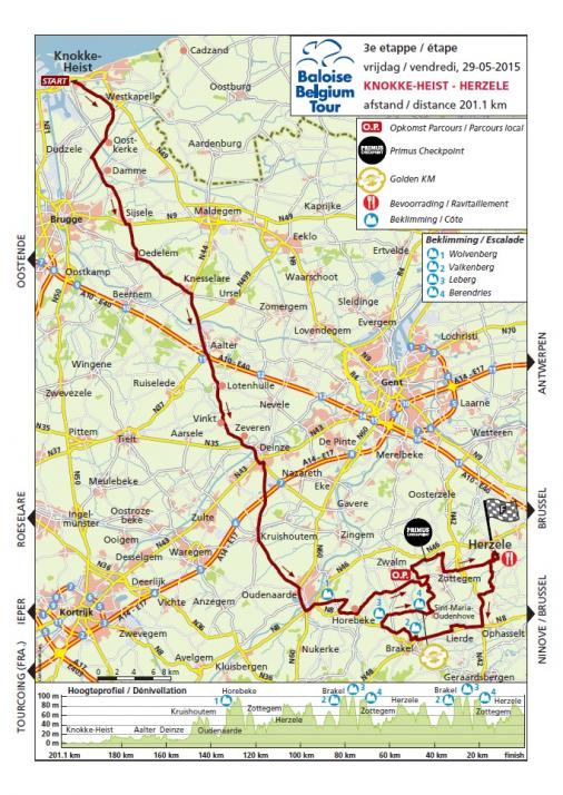 Streckenverlauf Baloise Belgium Tour 2015 - Etappe 3
