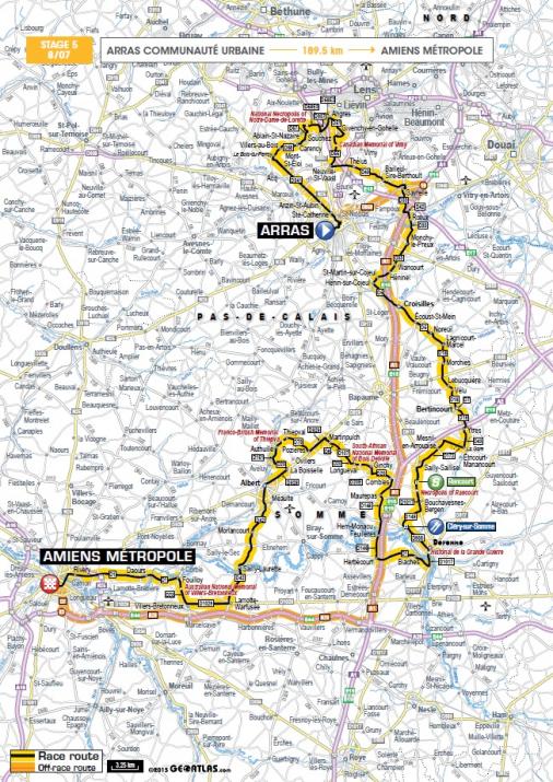 Streckenverlauf Tour de France 2015 - Etappe 5
