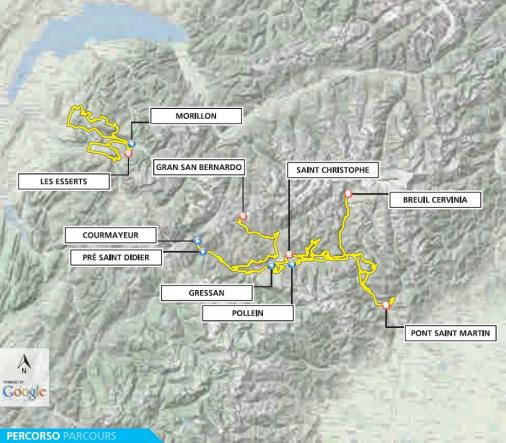 Streckenverlauf Giro Ciclistico della Valle dAosta Mont Blanc 2015