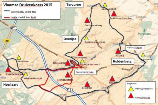 Streckenverlauf Druivenkoers - Overijse 2015