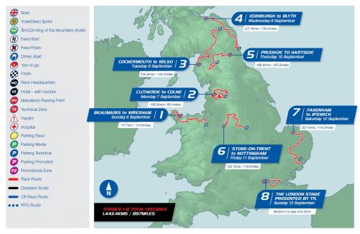 Streckenverlauf The Aviva Tour of Britain 2015