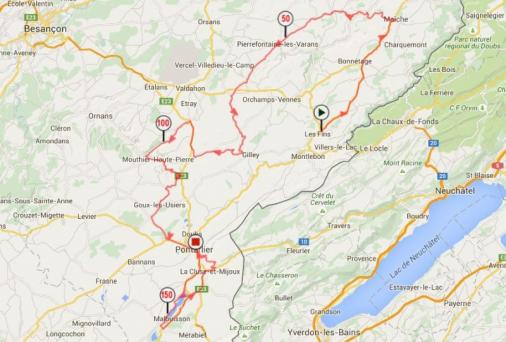 Streckenverlauf Tour du Doubs - Conseil Gnral 2015