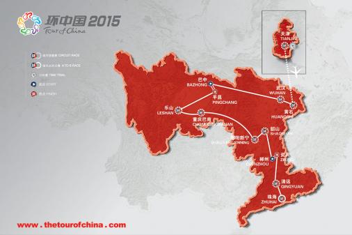 Streckenverlauf Tour of China I 2015 und Tour of China II 2015