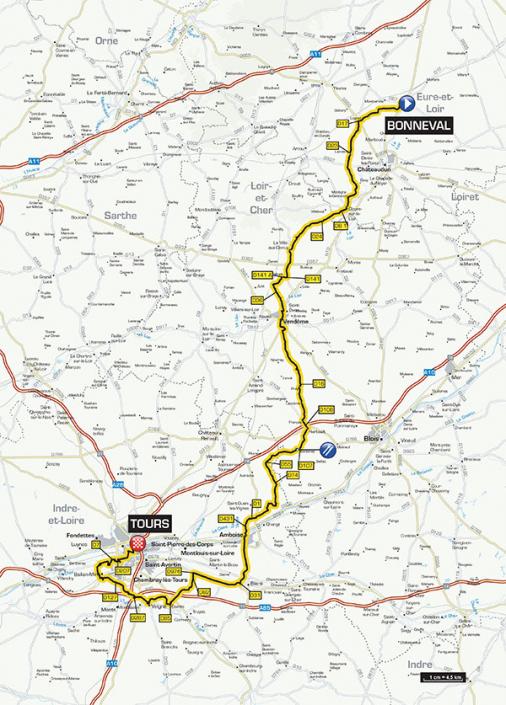 Streckenverlauf Paris - Tours Espoirs 2015
