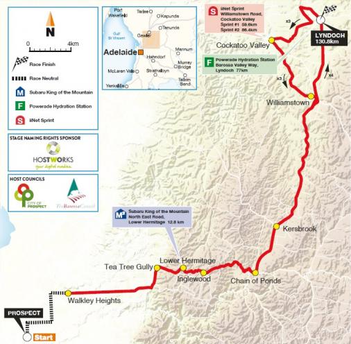 Streckenverlauf Tour Down Under 2016 - Etappe 1