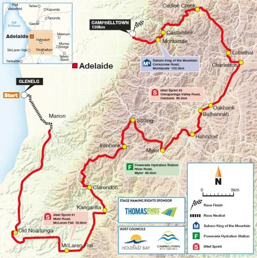 Streckenverlauf Tour Down Under 2016 - Etappe 3