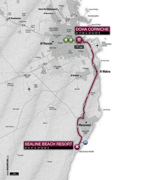 Streckenverlauf Tour of Qatar 2016 - Etappe 5