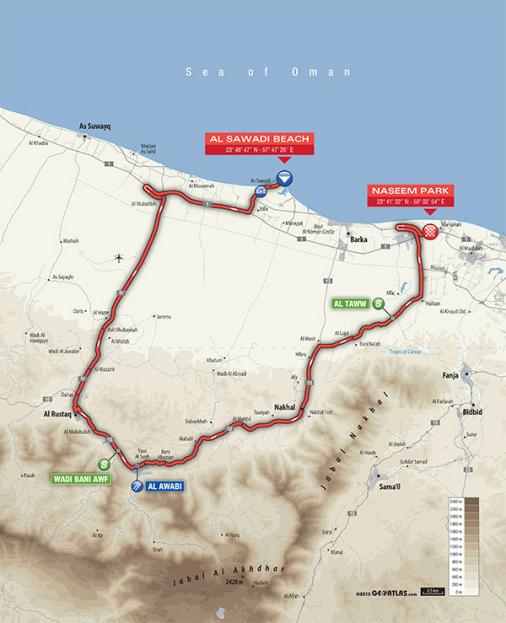 Streckenverlauf Tour of Oman 2016 - Etappe 3