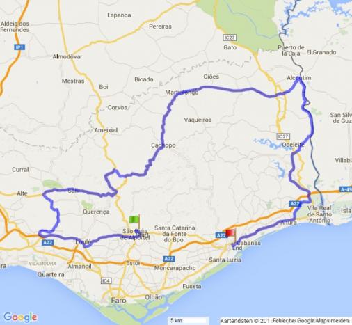 Streckenverlauf Volta ao Algarve em Bicicleta 2016 - Etappe 4