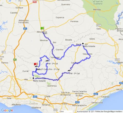 Streckenverlauf Volta ao Algarve em Bicicleta 2016 - Etappe 5