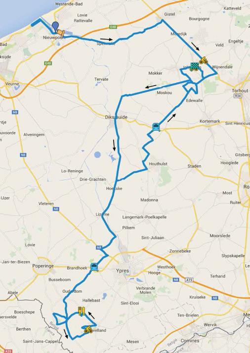 Streckenverlauf Driedaagse van West-Vlaanderen 2016 - Etappe 2