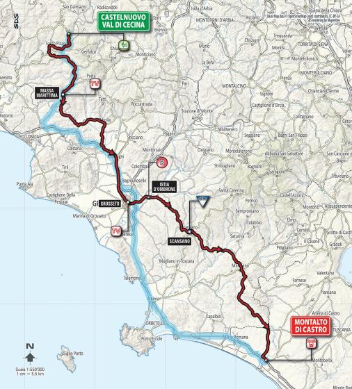 Streckenverlauf Tirreno - Adriatico 2016 - Etappe 3
