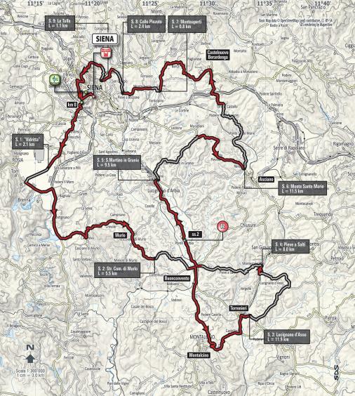 Streckenverlauf Strade Bianche 2016 (Männer)