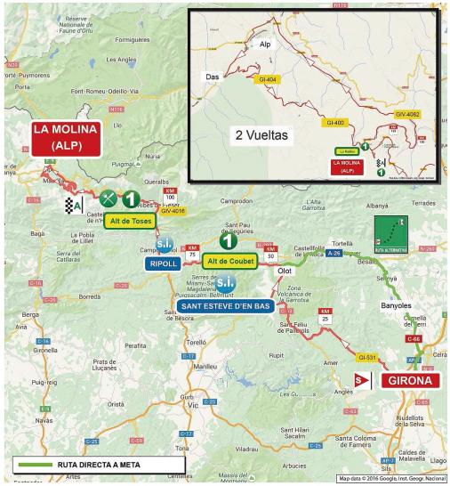 Streckenverlauf Volta Ciclista a Catalunya 2016 - Etappe 3