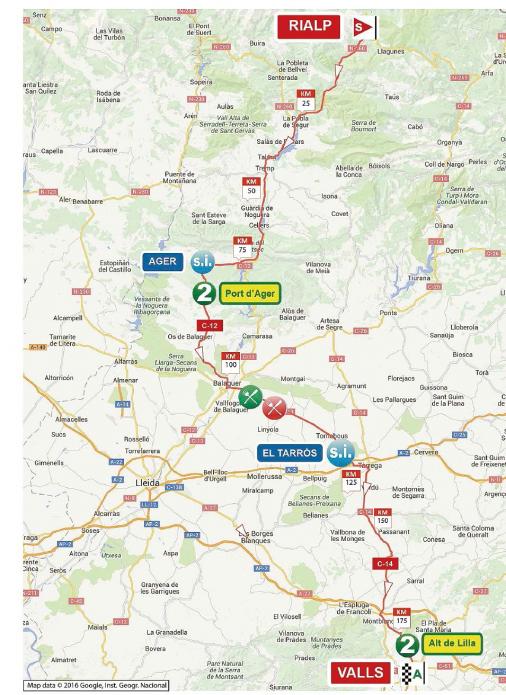 Streckenverlauf Volta Ciclista a Catalunya 2016 - Etappe 5