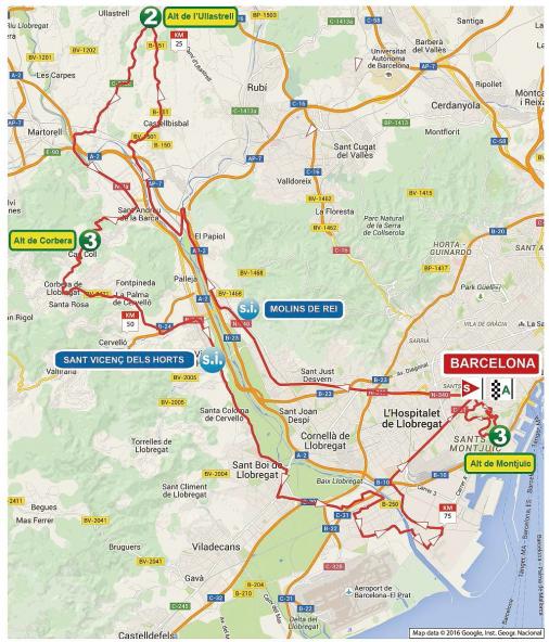 Streckenverlauf Volta Ciclista a Catalunya 2016 - Etappe 7