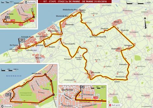 Streckenverlauf Driedaagse De Panne-Koksijde 2016 - Etappe 3a