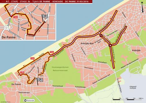 Streckenverlauf Driedaagse De Panne-Koksijde 2016 - Etappe 3b