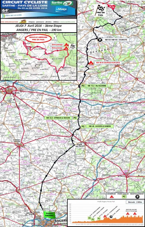 Streckenverlauf Circuit Cycliste Sarthe - Pays de la Loire 2016 - Etappe 3