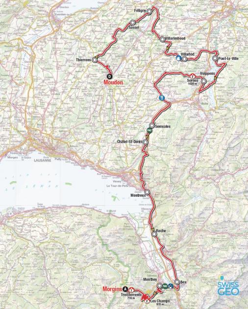 Streckenverlauf Tour de Romandie 2016 - Etappe 2