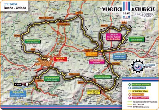 Streckenverlauf Vuelta Asturias Julio Alvarez Mendo 2016 - Etappe 3