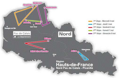 Streckenverlauf 4 Jours de Dunkerque / Tour du Nord-pas-de-Calais 2016