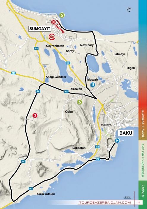 Streckenverlauf Tour dAzerbadjan 2016 - Etappe 1