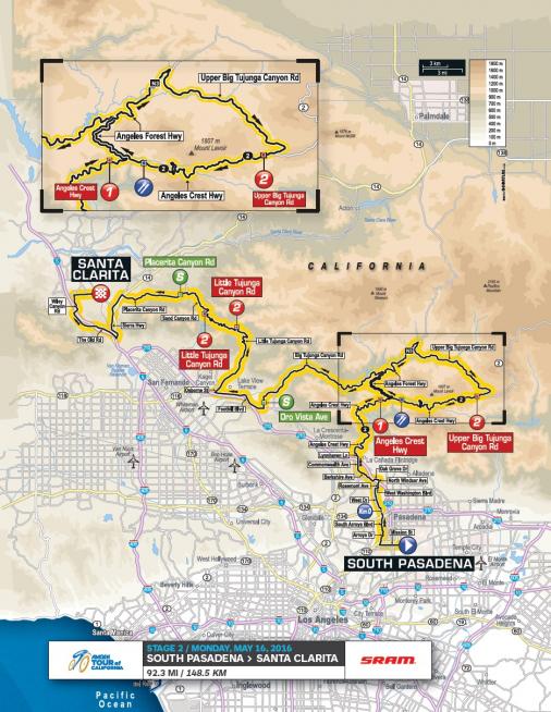 Streckenverlauf Amgen Tour of California 2016 - Etappe 2