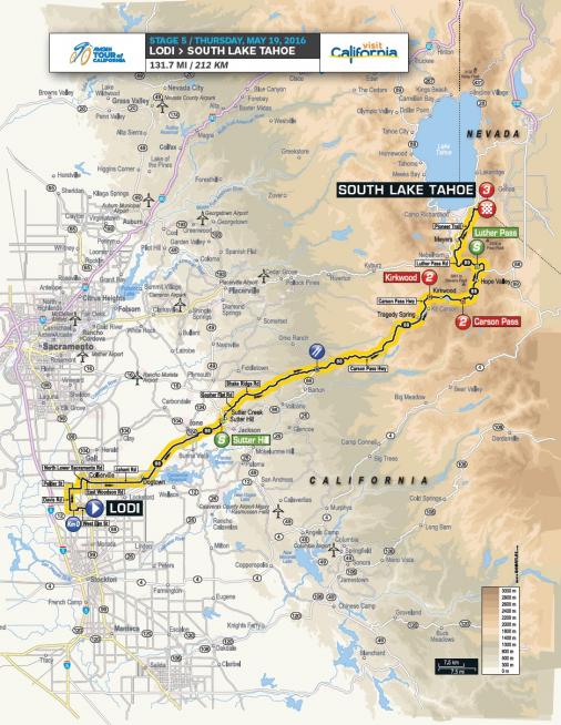 Streckenverlauf Amgen Tour of California 2016 - Etappe 5