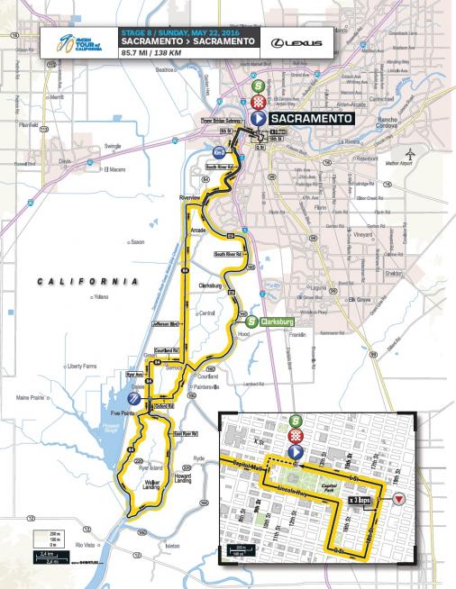 Streckenverlauf Amgen Tour of California 2016 - Etappe 8