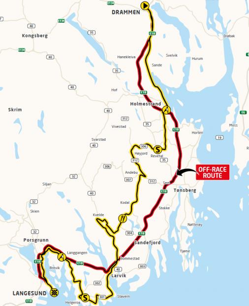 Streckenverlauf Tour of Norway 2016 - Etappe 1