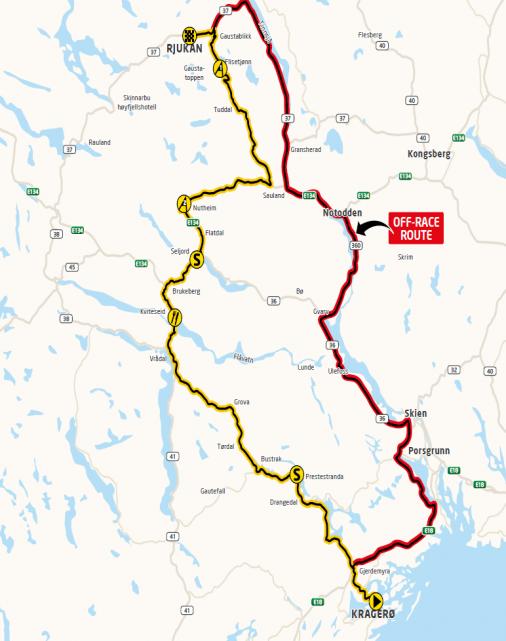Streckenverlauf Tour of Norway 2016 - Etappe 2