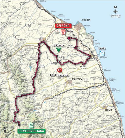 Streckenverlauf Tirreno - Adriatico 2007 - Etappe 4