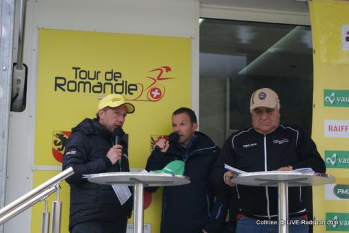 Laurent Dufaux zu Gast am Start der 5. Etappe der Tour de Romandie in Ollon