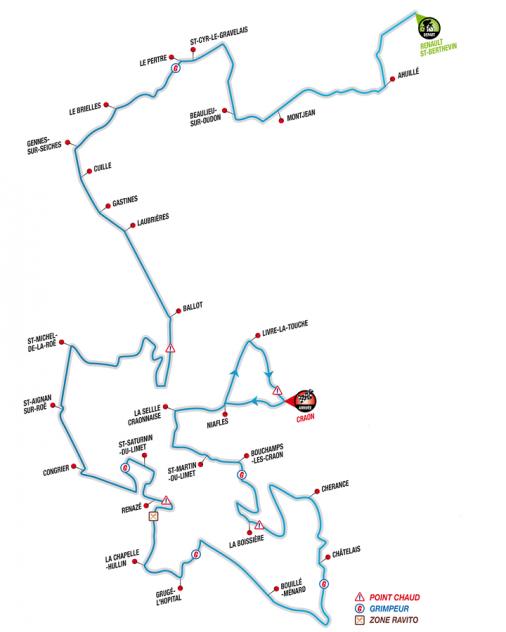Streckenverlauf Boucles de la Mayenne 2016 - Etappe 1