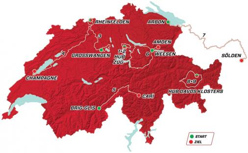 Streckenverlauf Tour de Suisse 2016