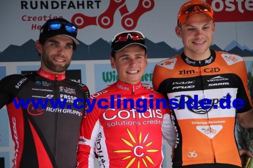 Die Top3 der 2. Etappe (v.l.n.r.): Andrea Pasqualon, Clment Venturini, Sjoerd van Ginneken (Foto: cyclinginside)