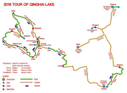 Streckenverlauf Tour of Qinghai Lake 2016